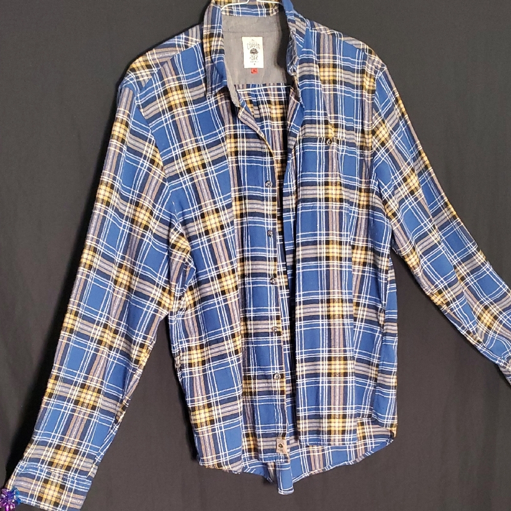 Casual Blue and Yellow Button Down Shirt